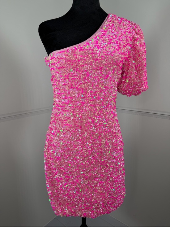 Lime Lush Dresses & Skirts - Lime Lush Hot Pink Sequin One Shoulder Mini Cocktail Dress Size Large